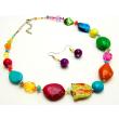 Chunky Multi-Color Beaded Necklace and Earring Set