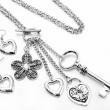 Key, Flower, Heart Multi-Charm Necklace Set