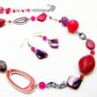Pink and Purple Beaded Necklace and Earrings Jewelry Set