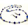 Blue and Silver Beaded Necklace and Earrings Set
