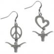 University of Texas Peace Love Longhorns Earrings