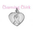 Awareness Ribbon on Heart Sterling Silver Charm
