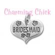 Bridesmaid Wedding Heart Sterling Silver Charm