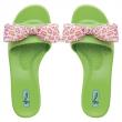 OKA b. Madison Kiwi Green & Pink Leopard Ribbon Sandals