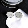 Oval Engraved Silver Cuff Links