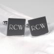 Engraved Square Silver Cuff Links
