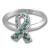 Teal Ribbon Swarovski Crystal Sterling Silver Ring