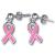 Breast Cancer Awareness Enamel Charm Dangle Earrings