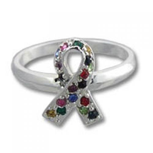 Sterling Silver Swarovski Crystal Ribbon Autism Awareness Ring Sterling Silver Swarovski Crystal Ribbon Autism Awareness Ring