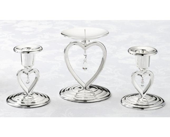Crystal Heart Wedding Unity Candle Holders