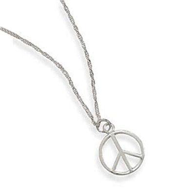 Silver Peace Sign Pendant Necklace