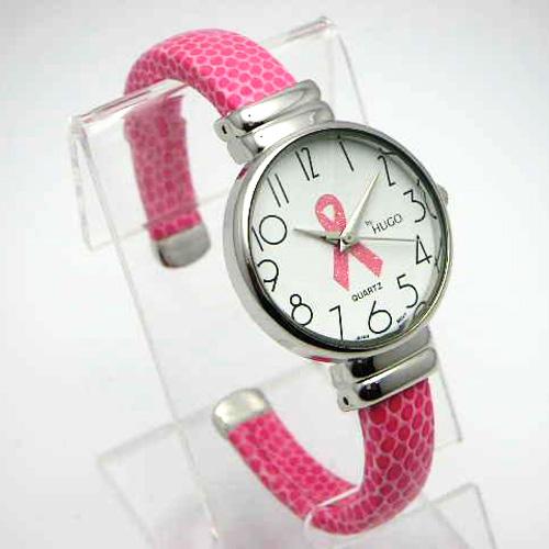 Breast Cancer Awareness Pink Ribbon Cuff Watch