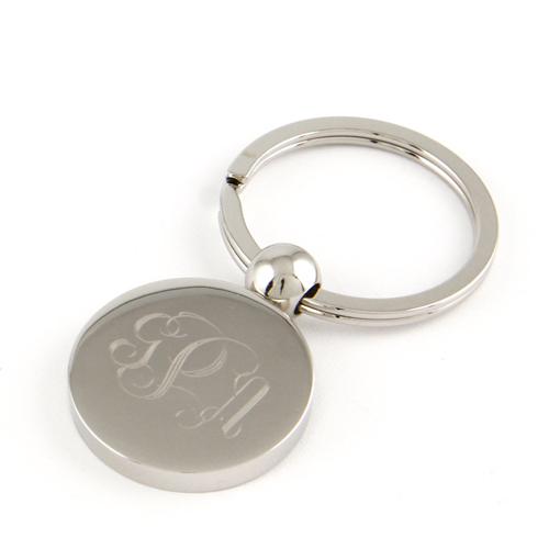 Engraved Round Silver Keychain