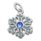 Blue Enamel & Crystal Snowflake Sterling Silver Charm