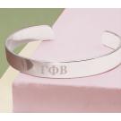 Greek Letter Engraved Silver Bangle Bracelet