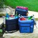 Personalized Navy Blue Cooler Tote with Cell Phone Holder