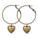 Antiqued Bronze Heart Hoop Earrings