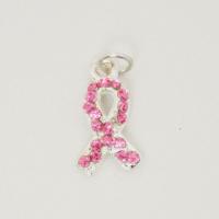 Breast Cancer Awareness Ribbon Pink Swarovski Crystal Charm
