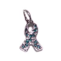 Swarovski Crystal Ovarian Cancer Awareness Teal Ribbon Charm