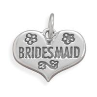 Bridesmaid Wedding Heart Sterling Silver Charm