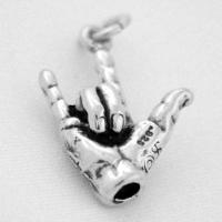 Sterling Silver 3D I Love You Sign Language Charm
