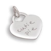 Cutie Pie Heart Tag Sterling Silver Charm