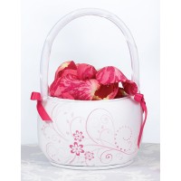 Bright Pink Floral Wedding Flower Girl Basket