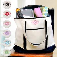 Large Black and White Monogrammed Tote Bag