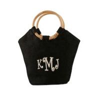 Personalized Black Jute Handbag