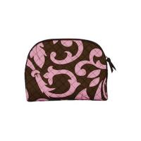 Pink and Brown Monogrammed Cosmetic Bag