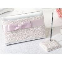 Pink Lace Wedding Guest Book and Pen Set