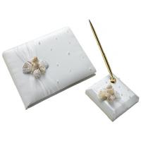 Beach Wedding Seashell Guest Book and Pen Set