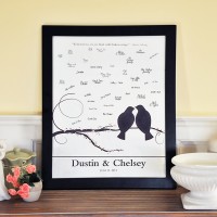 Love Birds Wedding Guest Book Signature Canvas in Frame