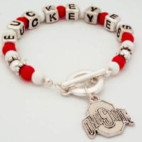 Ohio State University Buckeyes Beaded Charm Bracelet