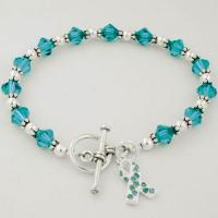 Ovarian Cancer Awareness Swarovski Crystal Beaded Bracelet