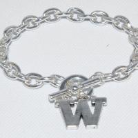University of Washington Huskies Silver Charm Bracelet