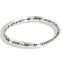 Silver Curved Bangle Serenity Prayer Bracelet