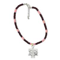 Texas A&M Aggies Brown and Pink Beaded Bracelet