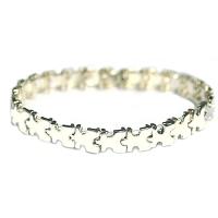 Silver Autism Awareness Puzzle Piece Stretch Bracelet