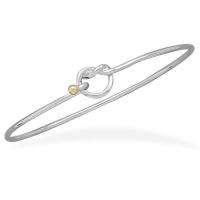 Two-Tone Love Knot Sterling Silver Bangle Bracelet