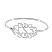 Sterling Silver Filigree Monogram Bangle Bracelet