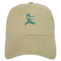 Khaki Ovarian Cancer Awareness Teal Ribbon Baseball Cap Hat