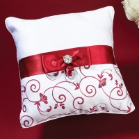 Red and White Ring Bearer Pillow