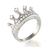 CZ Sterling Silver Five Point Crown Ring