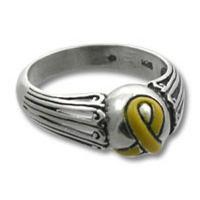 Support our Troops Enamel Sterling Silver Yellow Ribbon Ring
