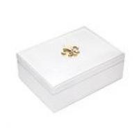 White Fleur de Lis and Leopard Print Jewelry Box