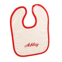 White and Red Personalized Baby Bib