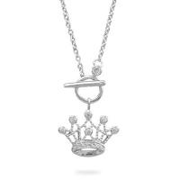 Sterling Silver CZ Crown Necklace