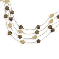 Brushed Gold and Tiger's Eye Multi-strand Necklace