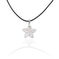 Flower Shell Pendant Leather Necklace
